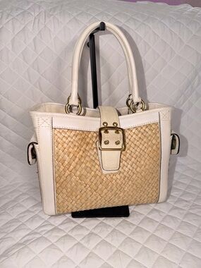 Coach Vintage Woven Tote Bag with Gold Buckle